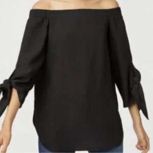Off shoulder with bow ties black top size large